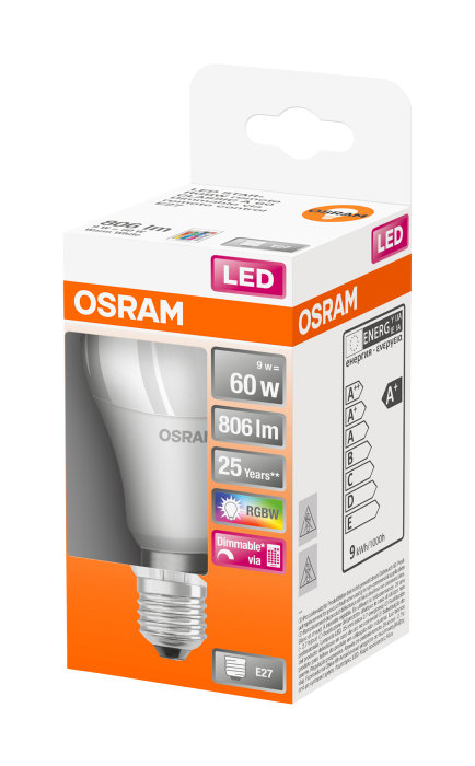 Normallampa LED RGBW/DIM 9W Osram